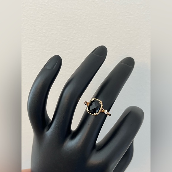 925 Sterling Silver Vintage Gem Square Stone Ring, Black Agate - Picture 7 of 11